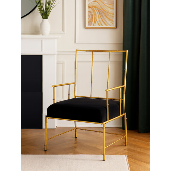 Monroe Gold and Black Velvet Accent Chair
