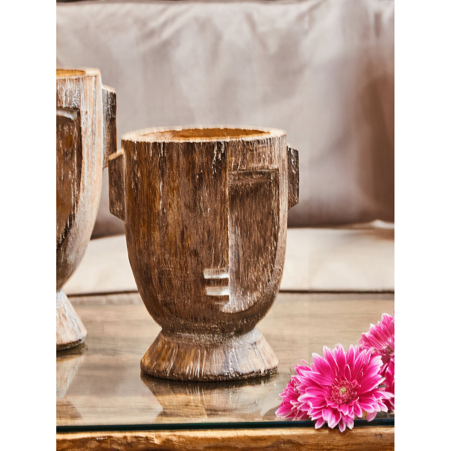 Darnell Small Rustic Face Planter - Brown