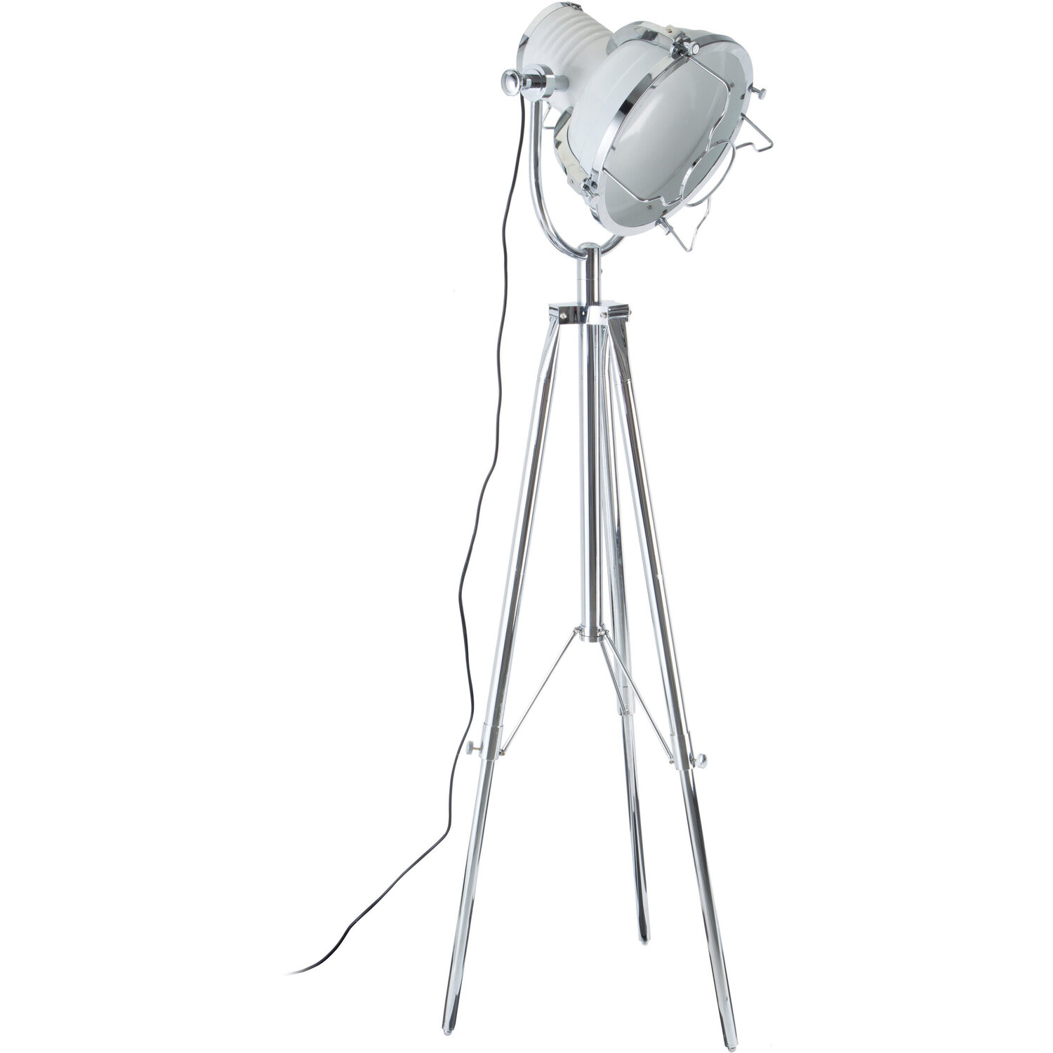 Industrial Revolution Tripod White Floor Lamp - Silver