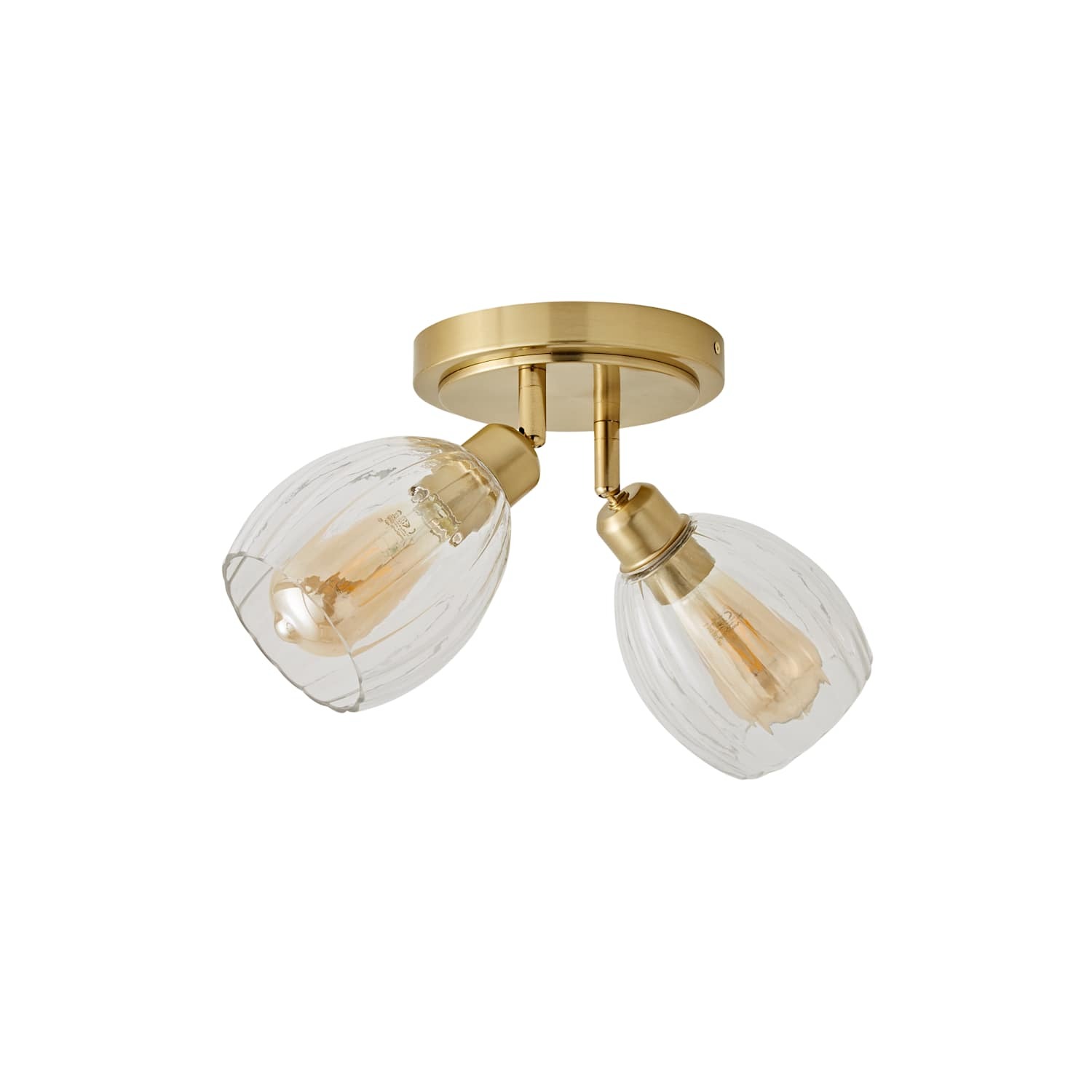 Valuelights Cheltenham Ribbed Shades 2 Way Brushed Gold Adjustable Ceiling Spotlight With Bulbs - Image 3