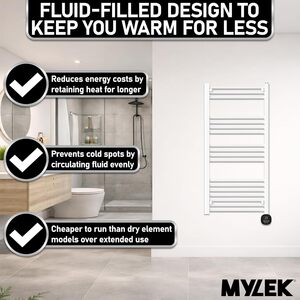 Electric Towel Rail Radiator 750W Smart WiFi App Controlled Fluid Filled with Thermostat