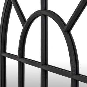 Large Arched Windowpane Mirror Wooden Frame