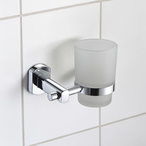 Showerdrape Admiralty Chrome Stainless Steel & Glass Wall Mounted Toothbrush Holder