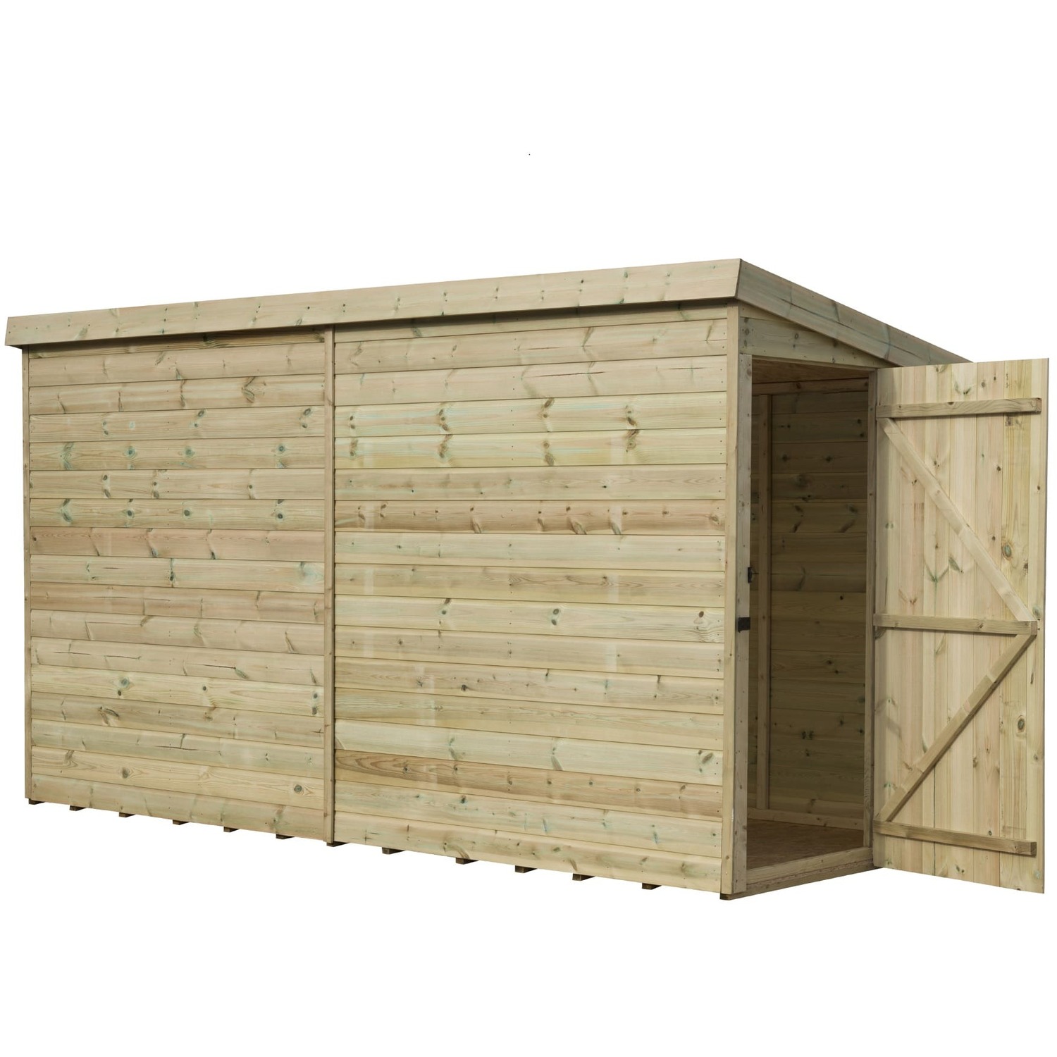 Empire 2200 9x3 Pent Garden Shed with a Single Door on Right Side Panel - Green