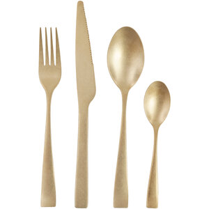 Avie 16 Piece Antique Gold Cutlery Set
