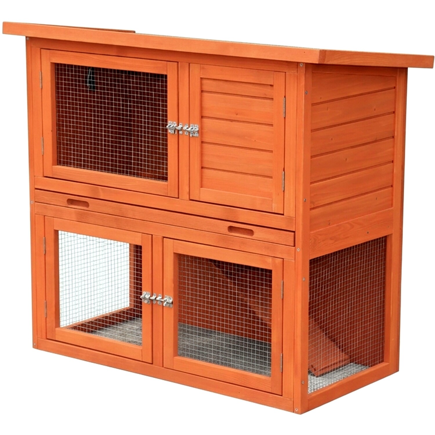 2-Tier Pent Roof Guinea Pig Cage - Wood