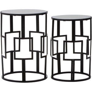 Avantis Set of 2  Square Design Black Tables