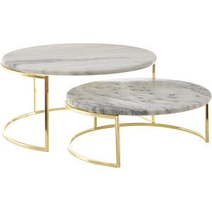 Delphine Set Of 2 White Marble Cake Stands