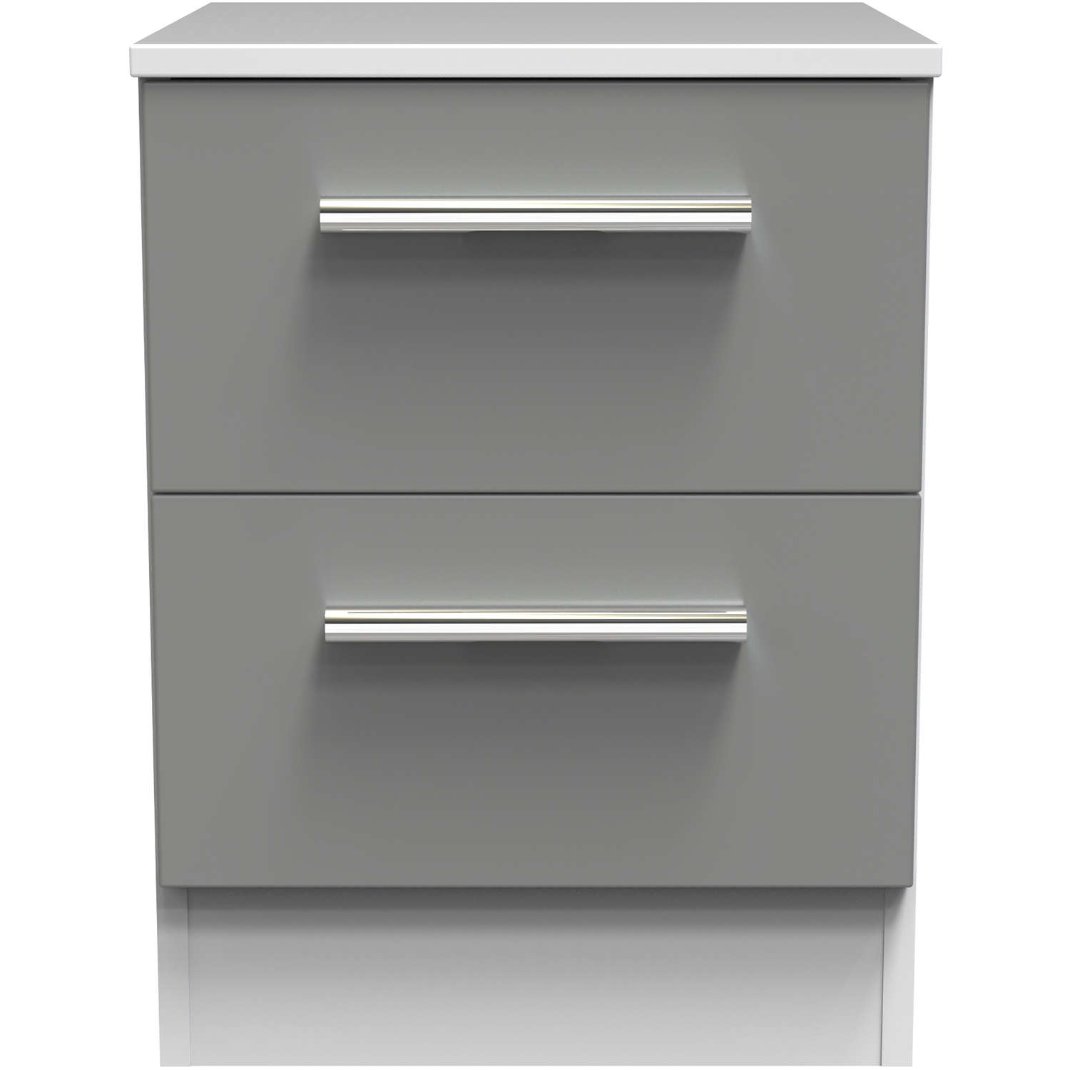 Contrast Ready Assembled 2 Drawer Bedside - Dusk Grey & White