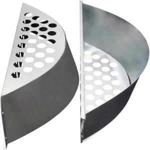 Steel BBQ Grill Basket Charcoal Briquette Holders Set of 2