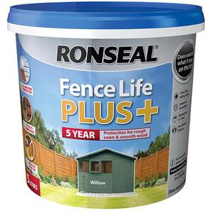 Ronseal Fence Life Plus+ Willow 5 Litre - 5 Year Protection for Fences and Sheds