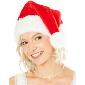Bristol Novelty Plain Plush Christmas Santa Hat