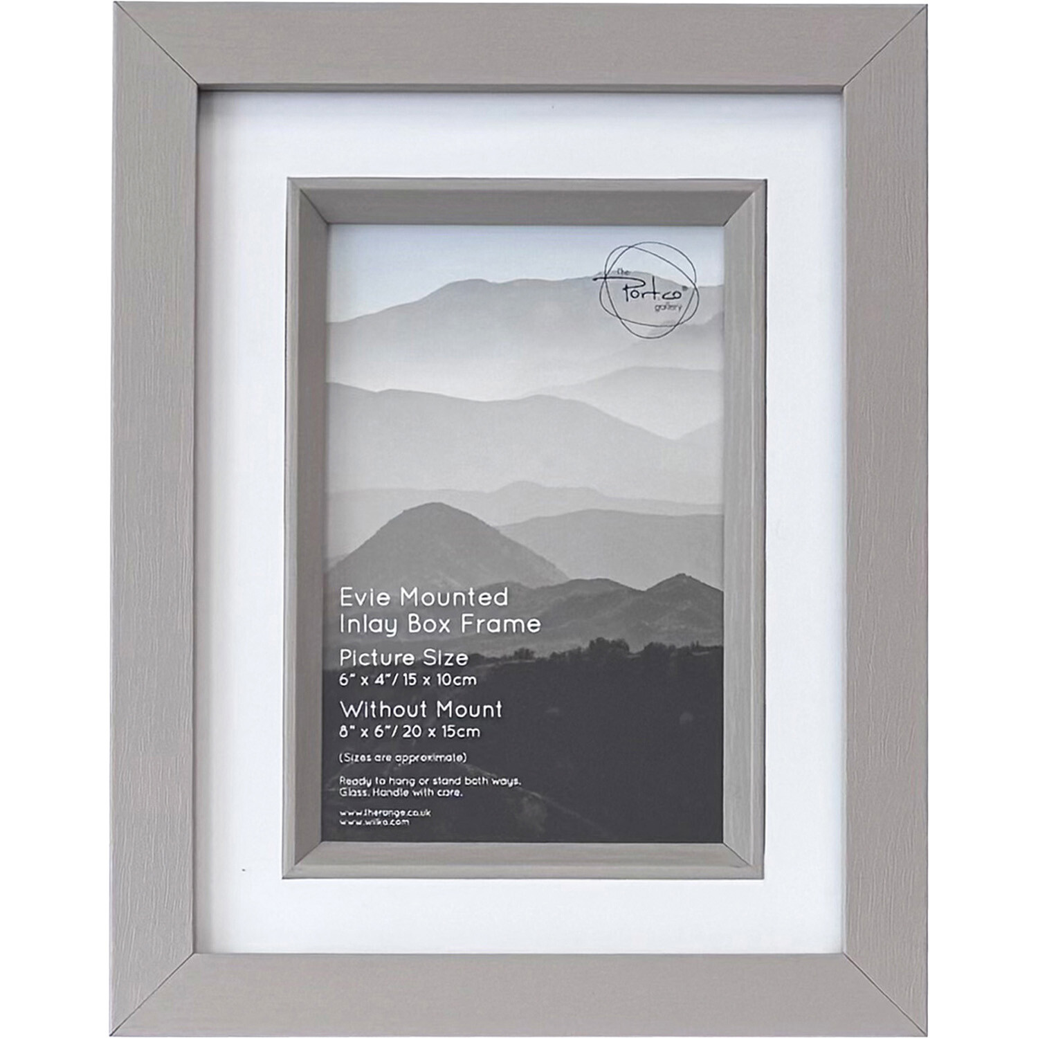 Evie Mounted Inlay Photo Frame - Grey / 6 x 4 inch