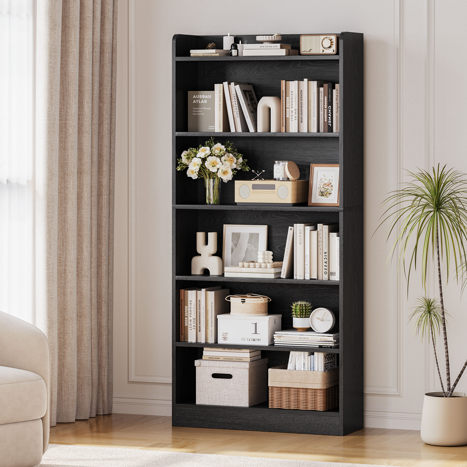 Yaheetech Modern Simple Tall Open Shelf Bookcase