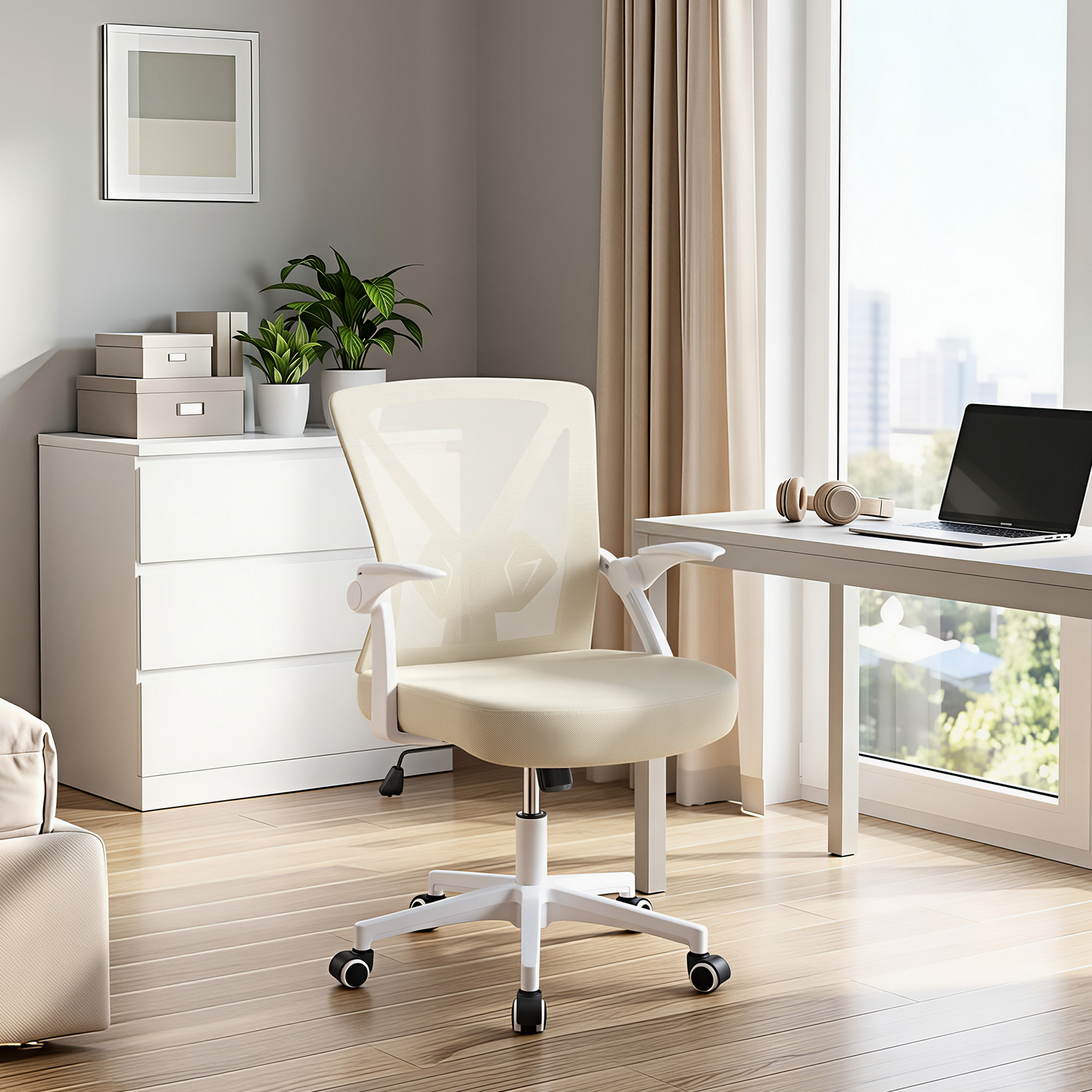Yaheetech Adjustable Desk Chair - Beige