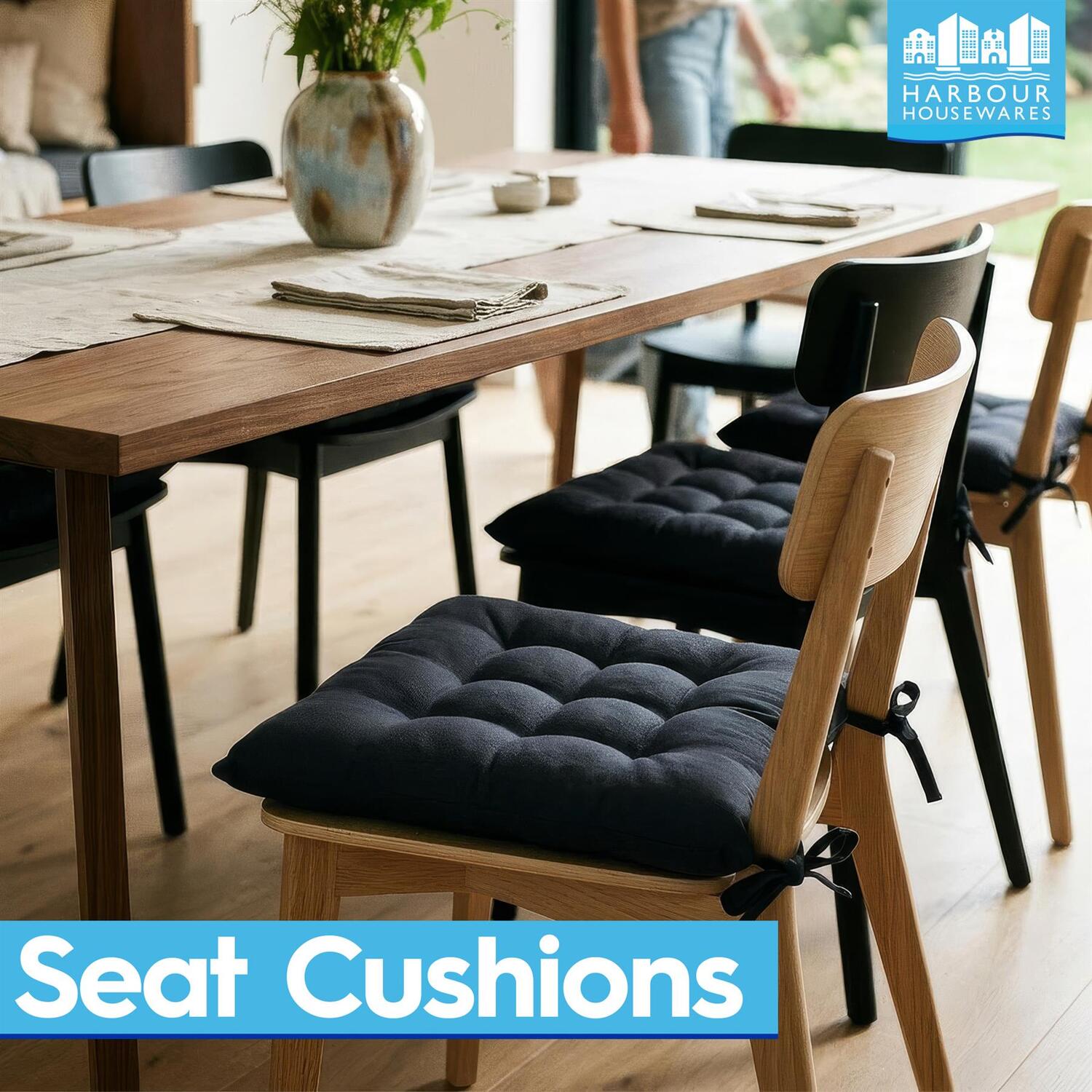 Harbour Housewares Thin Square Seat Pad - 40 X 40Cm - Natural / 0.6Kg