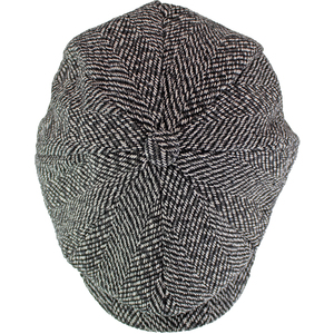 Mens Herringbone Pattern Fleece Lined Winter Newsboy Wool Hat Cap