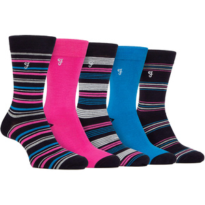 5 Pack Mens Bamboo Bright Striped Patterned Socks