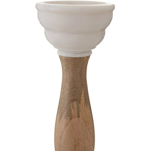 Sena White Marble and Mango Wood Candle Holder