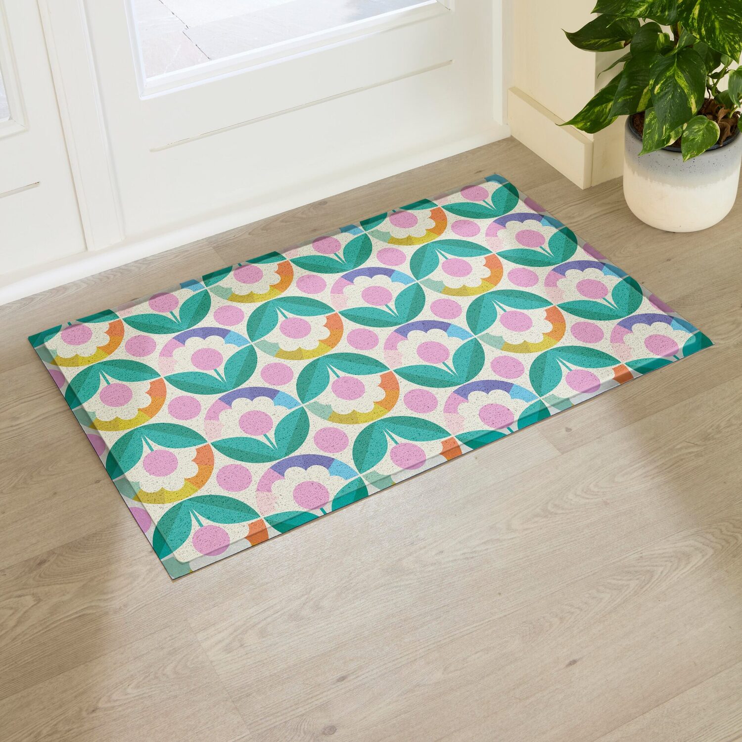 Artsy Mats Elizabeth Olwen Petal Pink Dots Indoor/Outdoor Doormat (90X60cm) - Multi / 90 X 60Cm