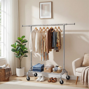 SONGMICS HSR02S chrome clothes rack with shoe shelf max 50kg load