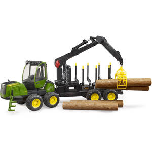 Bruder John Deere 1210E Forwarder with grab and 4 trunks Detailed Vehicle & Playset Model