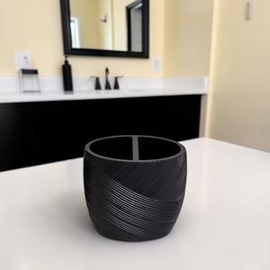 Ripple Black Textured Toothbrush Holder