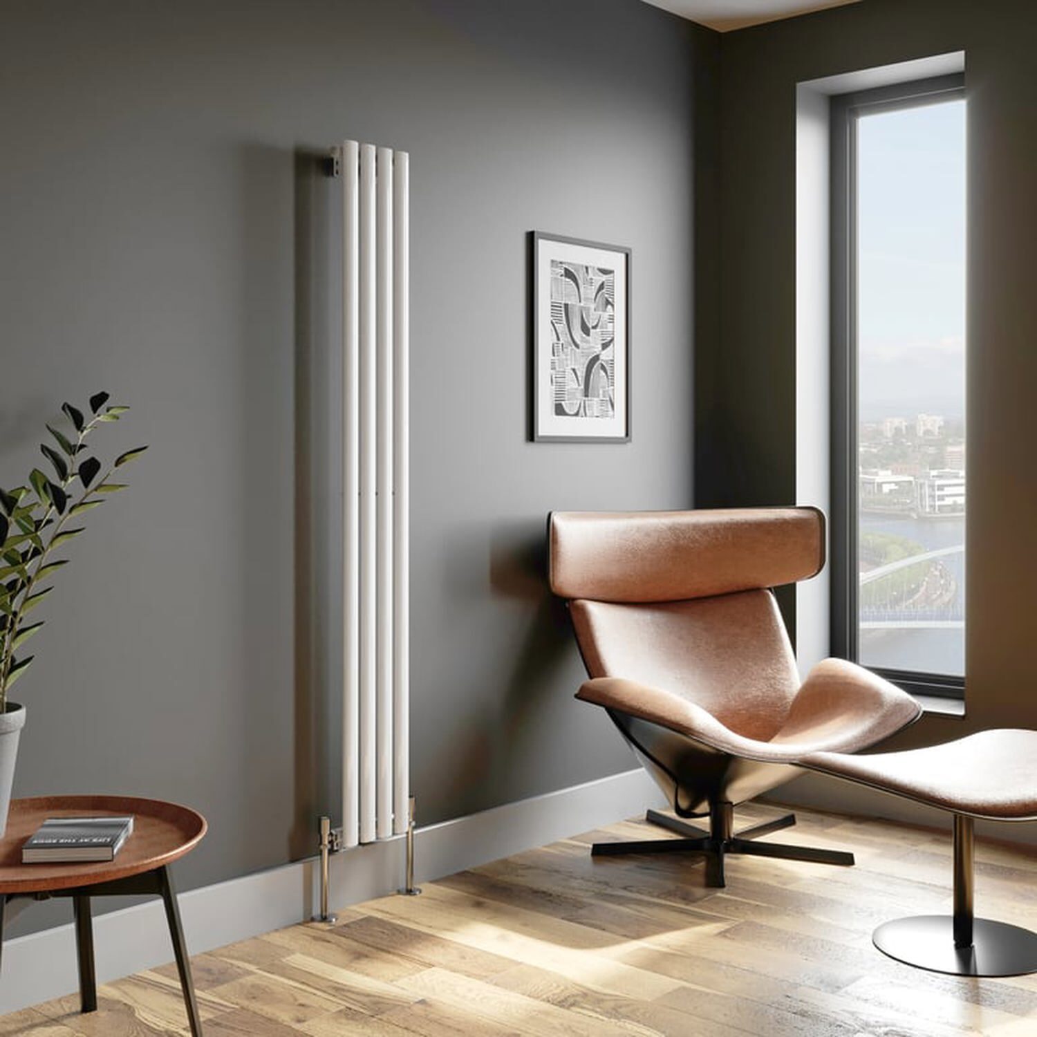 Temprazo Vertical Oval Tube Single Panel Designer Radiator - 1800 X 480Mm White - White / 240Mm / 1800Mm