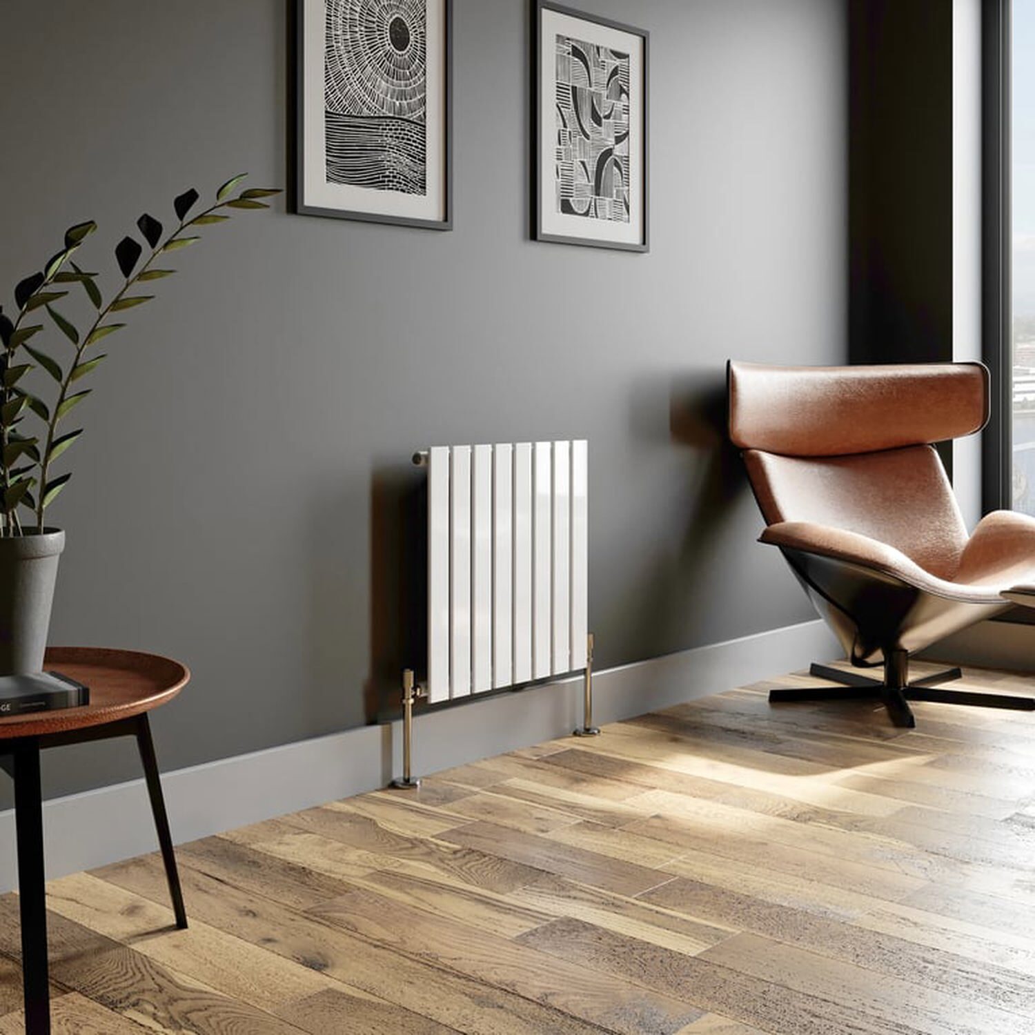 Temprazo Horizontal Single Flat Panel Designer Radiator - 600 X 605Mm White - White / 600Mm / 605Mm / 52Mm