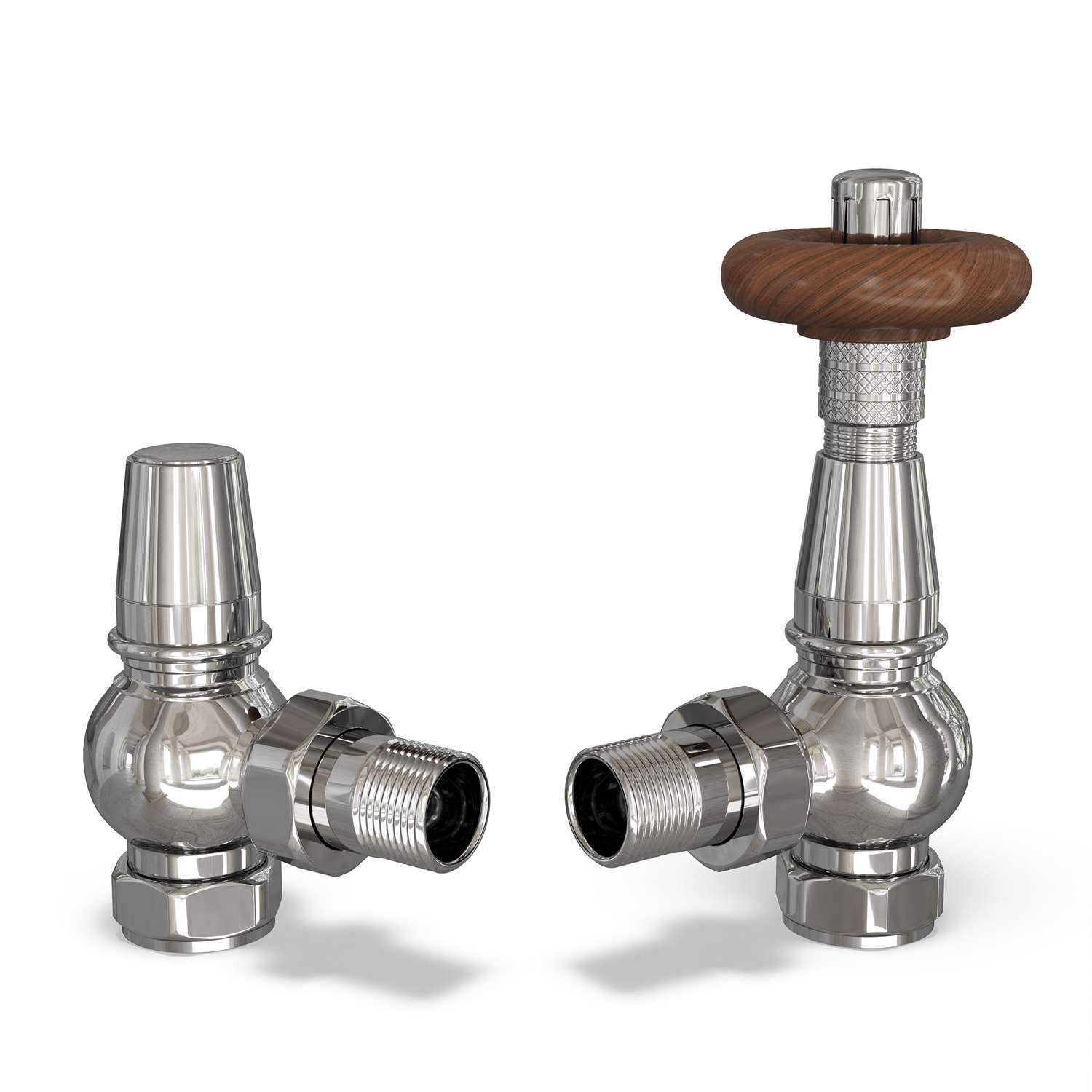 B&Q - Thermostatic Radiator Valve Set Trv Angled With Lockshield 15mmTraditional Style Chrome Derry Bold - Image 2
