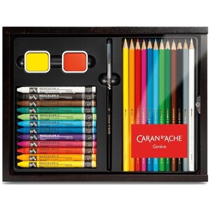 Caran d'Ache Set of 12 Neocolor II Wax Pastels and 12 Swisscolor Colour Pencils