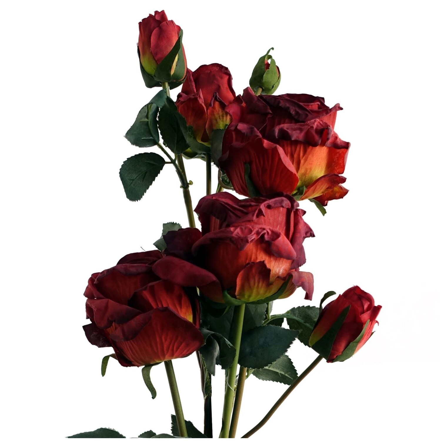 Artificial Rose Flower Bundle 60cm Bare Stem Bouquet Decor - Red