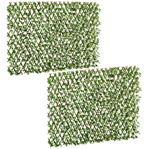 2 Piece Artificial Eucalyptus Hedge Screen Set Green