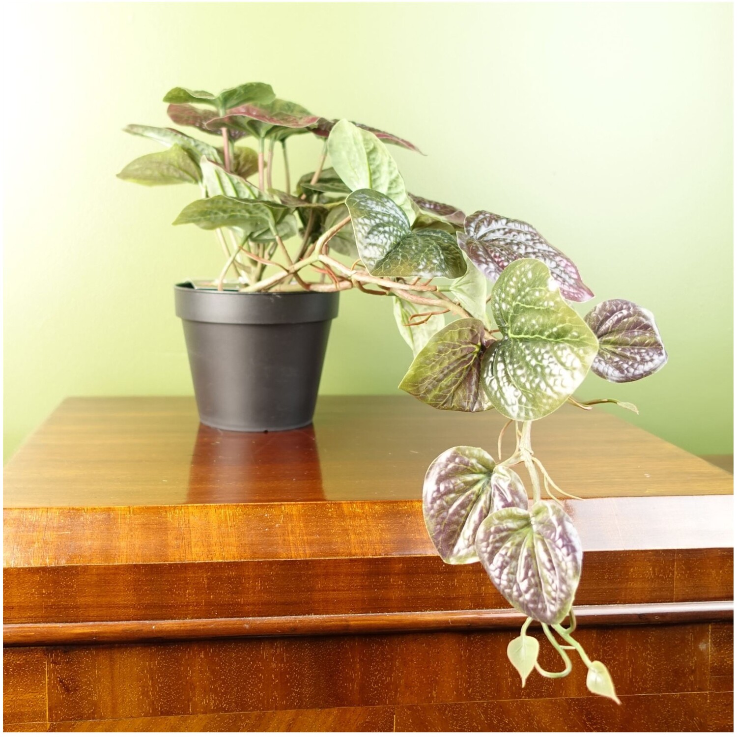 Artificial Cascading Plant In Black Pot 35cm - Purple