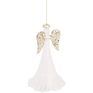 Clear Gold Glitter Angel Decoration