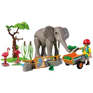 Playmobil Elephant with Zoo Keeper