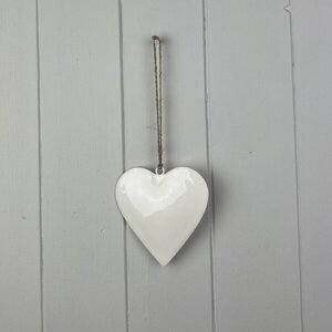 Whimsical White Enamel Hanging Heart