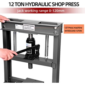 SwitZer 12 Ton Shop Press Manual Hydraulic Bottle Jack Workshop Bearing Press