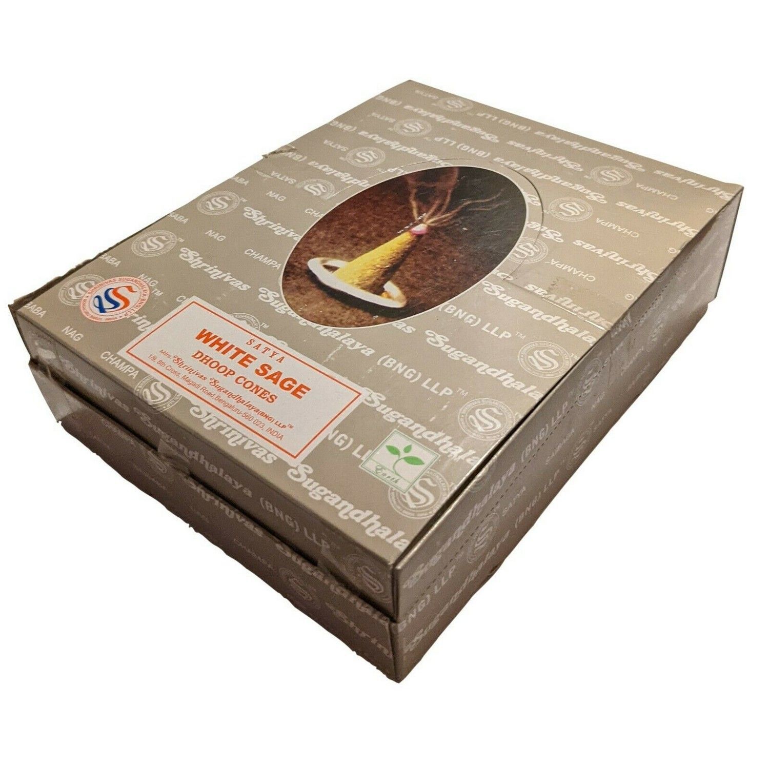 Satya White Sage Incense Cones (Pack of 144) in Brown
