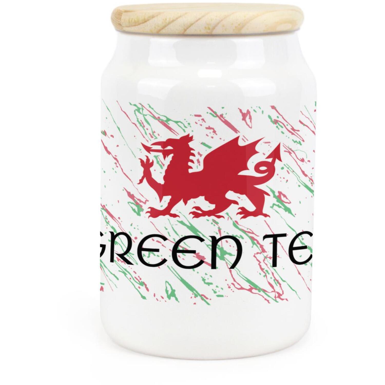 Purely Home Welsh Dragon Ceramic Green Tea Kitchen Canister, Multi - Image 3