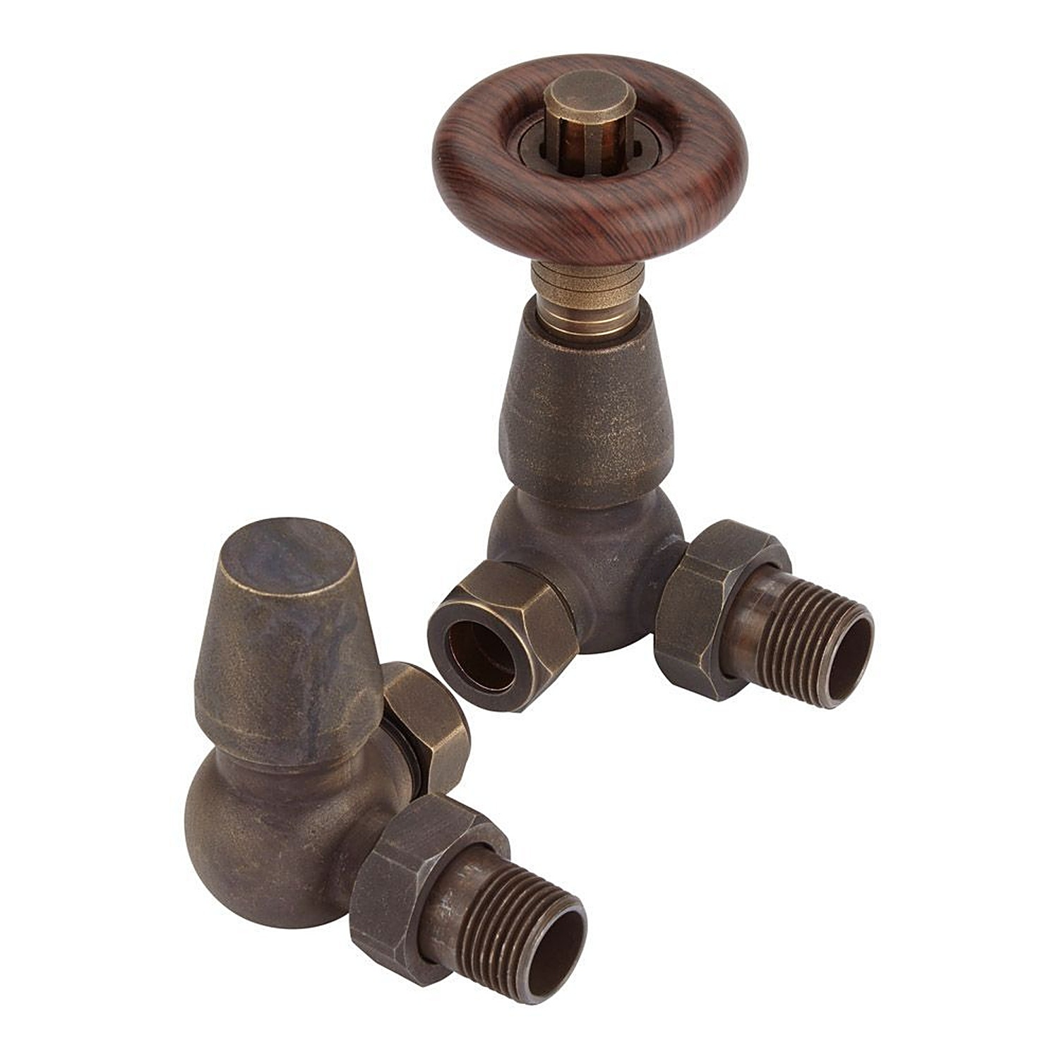 Lux Heat Corner Antique Brass Traditional Thermostatic Valve Set - Antique Brass - Image 2