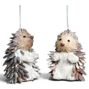 Set of 2 Bristle Hedgehog Decorations