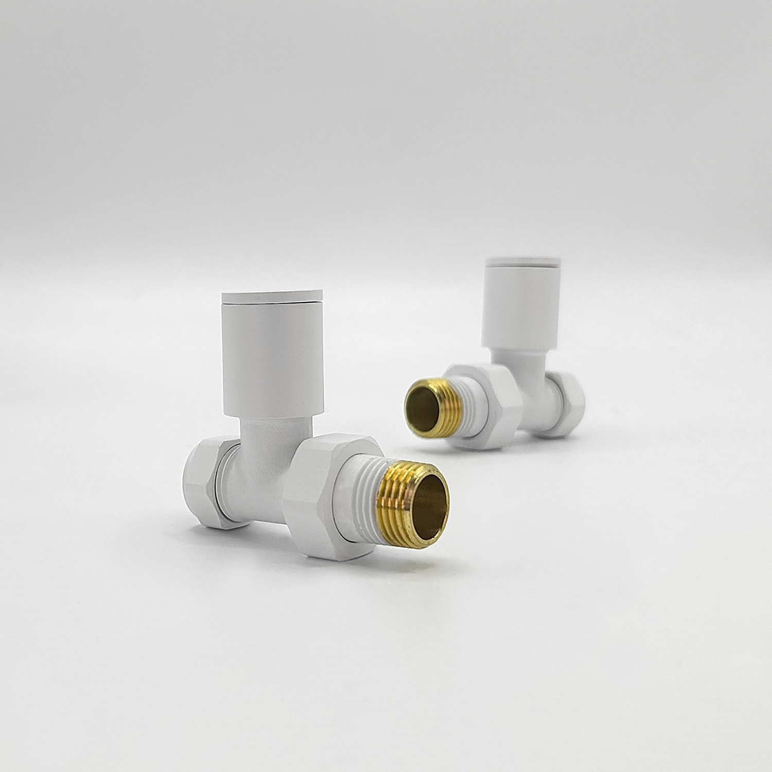 Lux Heat Straight White Manual Valve Set - White - Image 2
