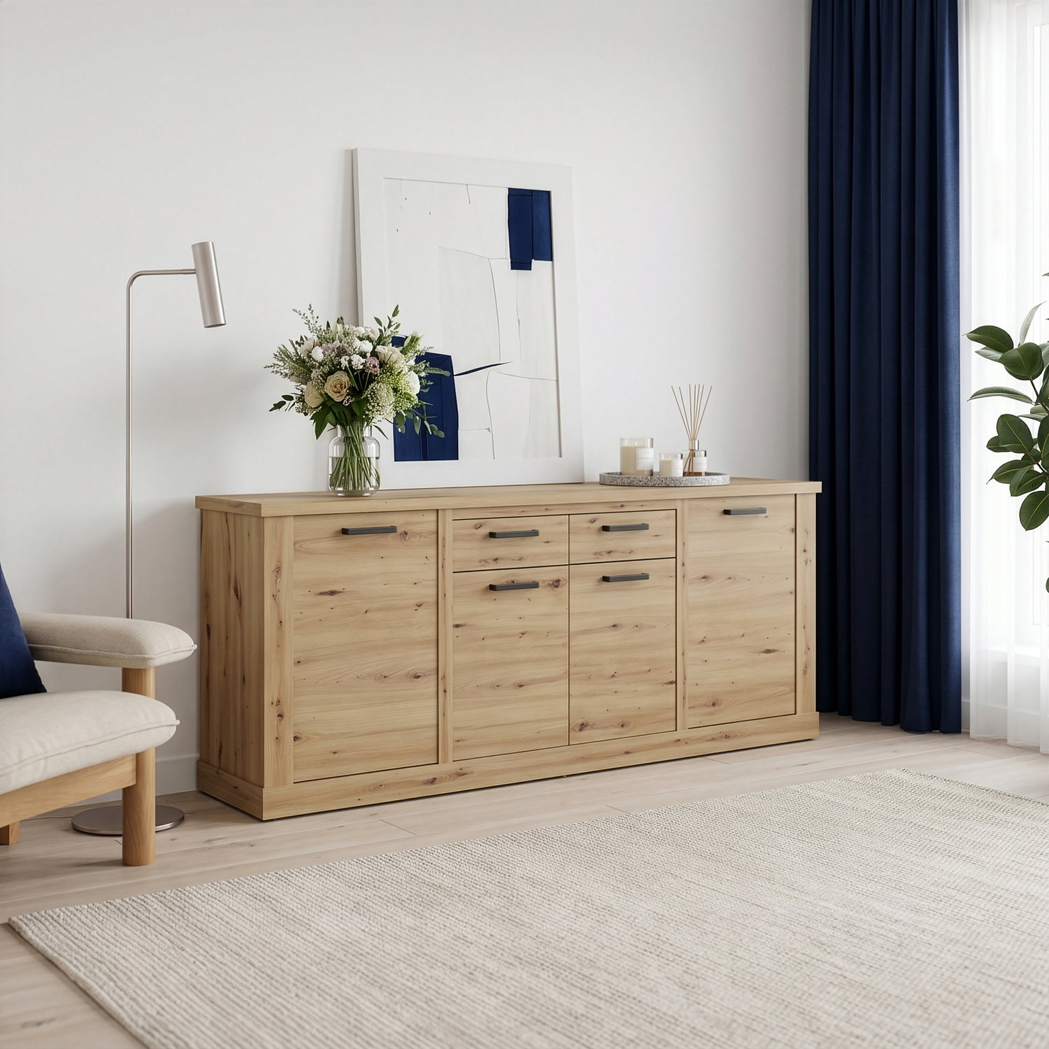 Furniture To Go Light Corona 4 Door 2 Drawer Sideboard In Artisan Oak - Artisan Oak - 212.8 - 1 - Image 5
