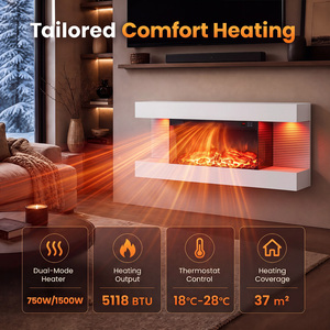 Costway 82cm Sided Wall Mount Electric Fireplace-White