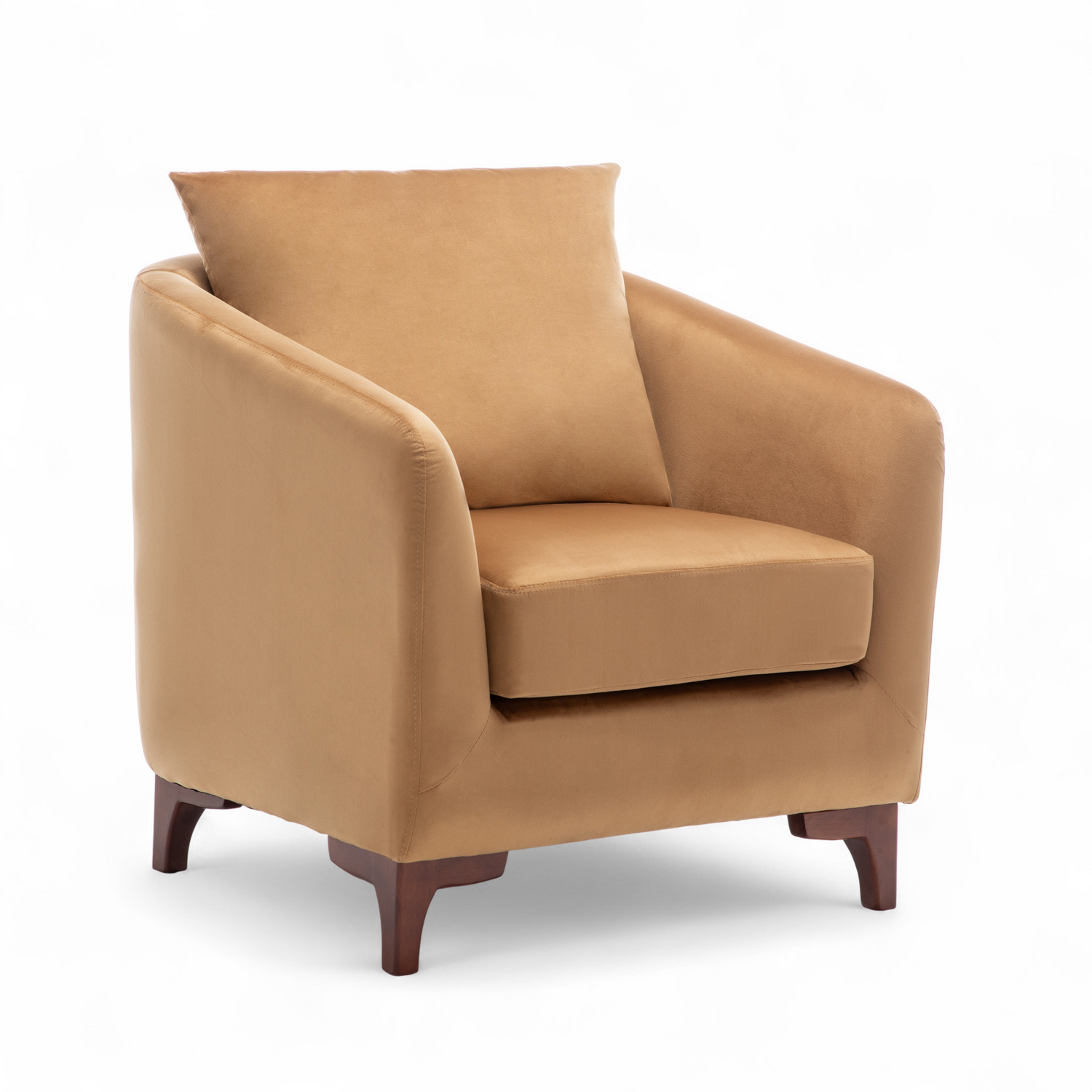 Ottman Character Velvet Tan Angela Accent Tub Chair with Ottoman