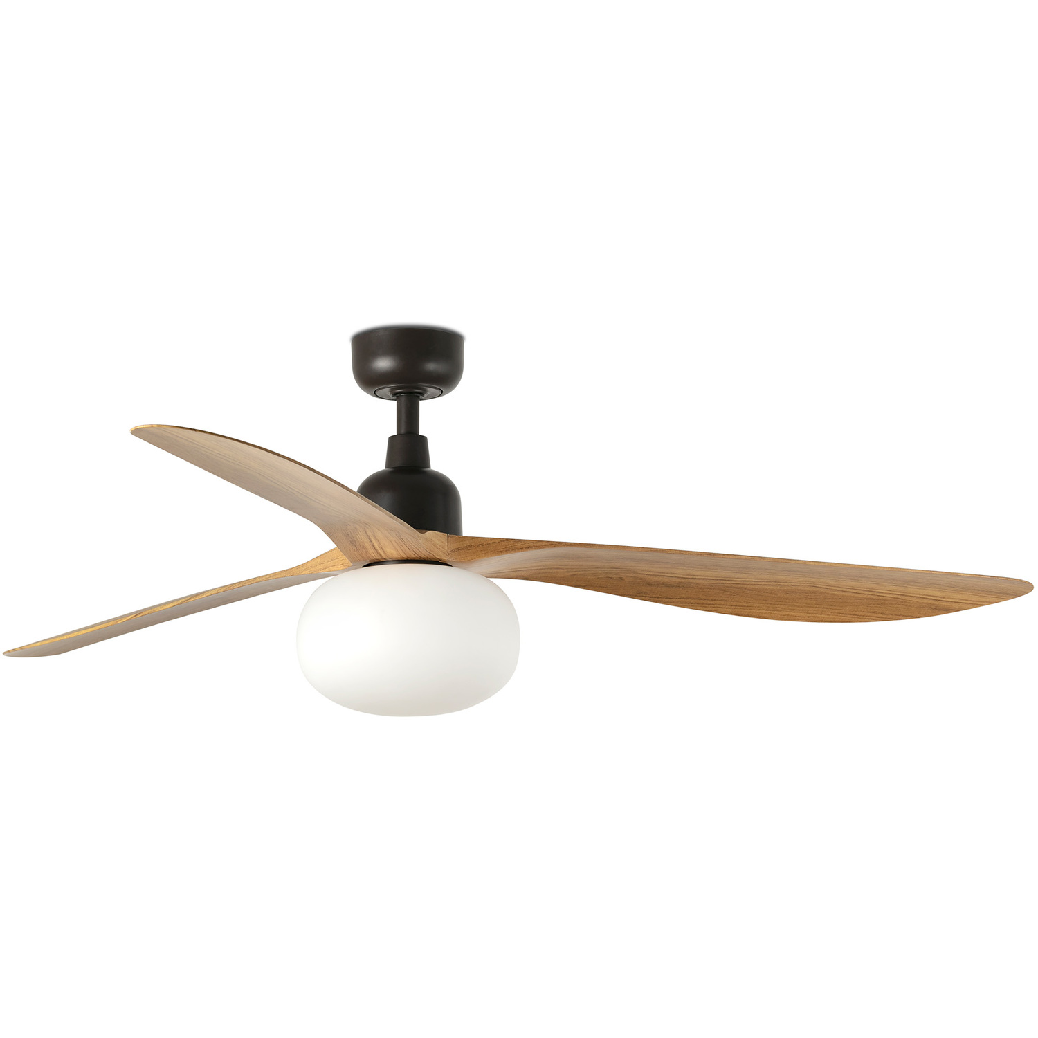 B&Q - Luminosa Outwood 150Cm Smart Ceiling Fan Dark BrownLight Oak BladesE27 LightIp44 - Image 2