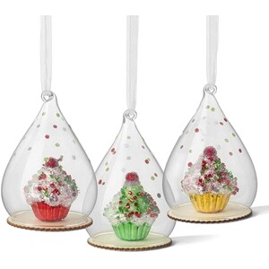 Set of 3 Cupcakes in Domes Christmas Tree Decorations