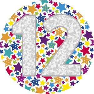 Jumbo 12th Birthday Badge Multi Pack of 12