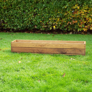 Wooden Trough Redwood Low Outdoor Flower Bed Planter 102cm